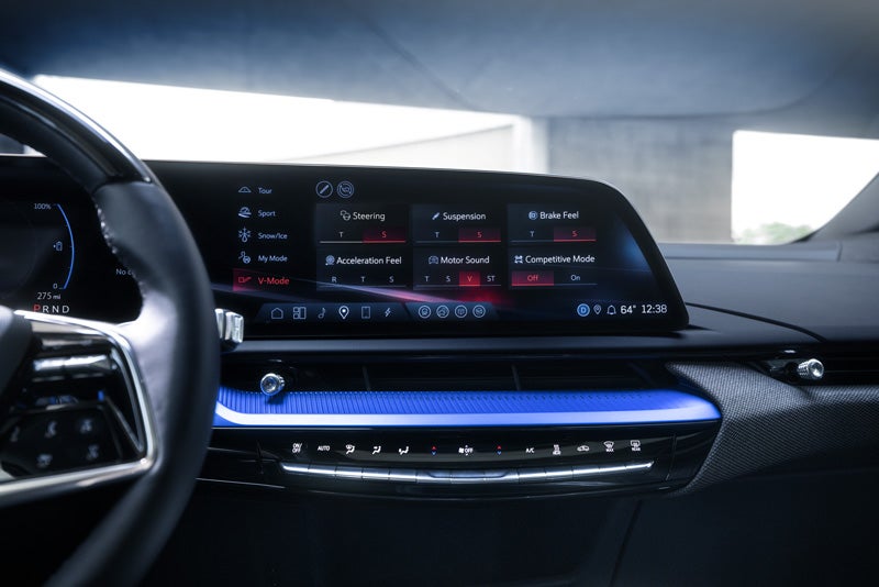 The 2026 OPTIQ-V Display Screen Displaying the V-Mode Settings | Keller Motors Cadillac in hanford CA