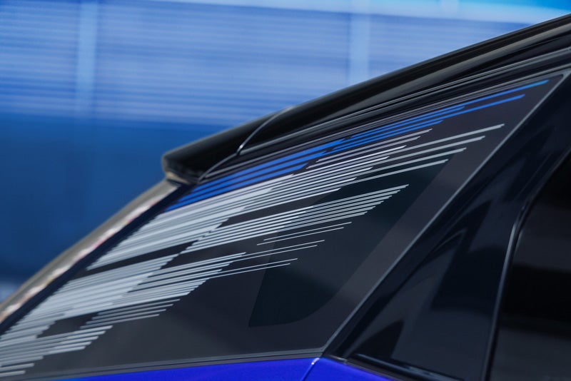 Close-up of the Modern Pattern on the 2026 OPTIQ-V Rear Quarter Glass | Keller Motors Cadillac in hanford CA